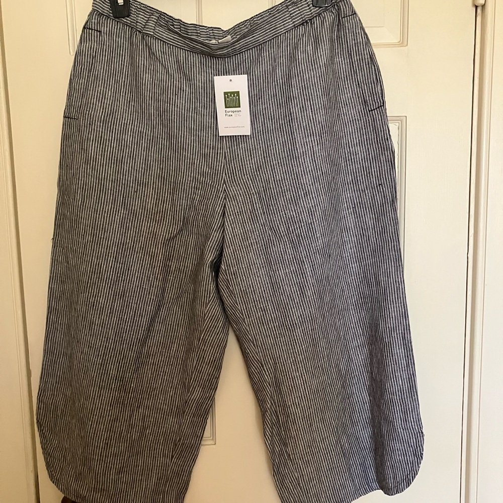 Striped Black and White Linen Pants